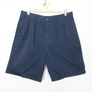 VTG Britches Great Outdoors Mens Shorts Size 36 Blue Pleated Chino Cotton Casual
